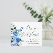 Carte Postale Mariage Modifier la date Roses bleus (Debout devant)