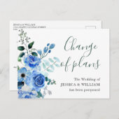 Carte Postale Mariage Modifier la date Roses bleus (Devant / Derrière)