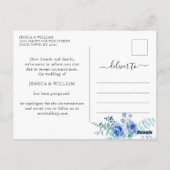 Carte Postale Mariage Modifier la date Roses bleus (Dos)