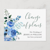 Carte Postale Mariage Modifier la date Roses bleus (Devant)