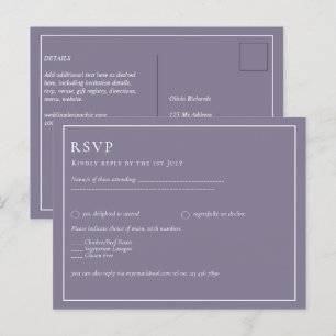 Carte Postale MARIAGE monochrome Dusté violet BUDGET Lavande