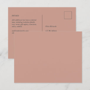 Carte Postale MARIAGE monochrome en terre cuite clair BUDGET