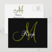 Carte postale mariage Monogram RSVP (Devant / Derrière)