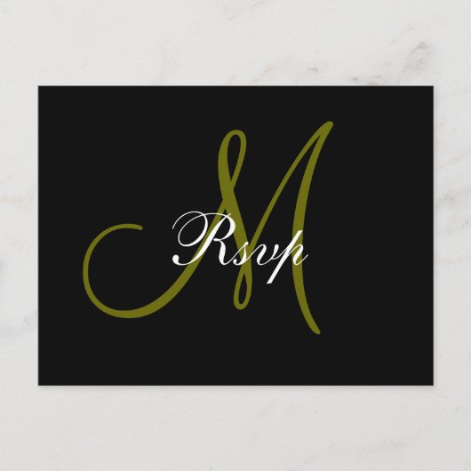 Carte postale mariage Monogram RSVP (Devant)