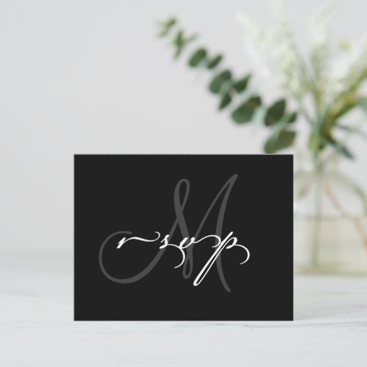 Carte postale mariage Monogram RSVP (Debout devant)