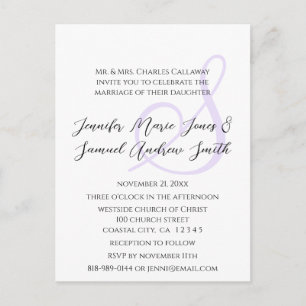 Carte Postale Mariage monogramme
