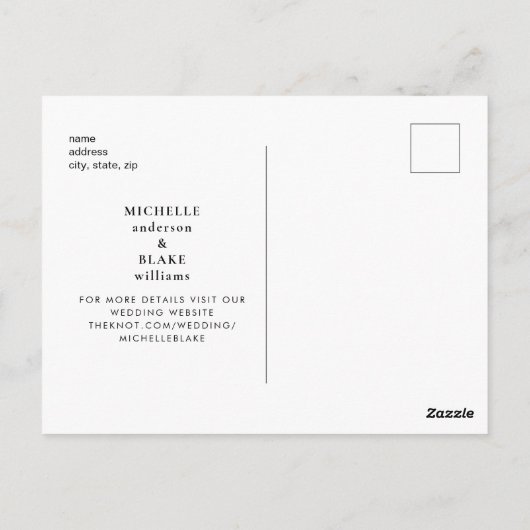 Carte Postale Mariage monogramme simple et élégant Enregistrer l (Dos)