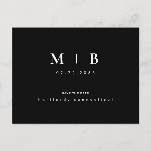 Carte Postale Mariage monogramme simple et élégant Enregistrer l (Devant)