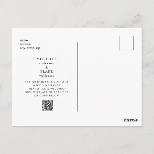 Carte Postale Mariage monogramme simple et élégant Enregistrer l (Dos)