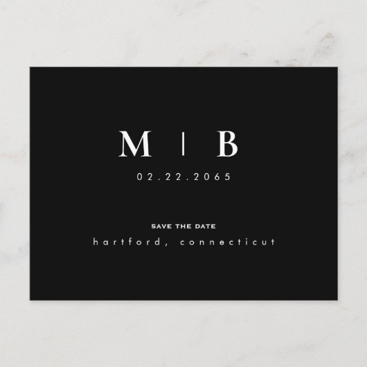 Carte Postale Mariage monogramme simple et élégant Enregistrer l (Devant)