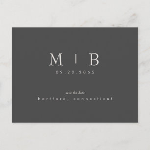 Carte Postale Mariage monogramme simple et élégant Enregistrer l