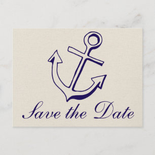Carte Postale Mariage Naution Mariage Bleu Marine Ancre Beige Fi