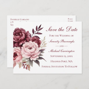 Carte Postale Mariage nautique Ancre Bleu marine Enregistrer la 