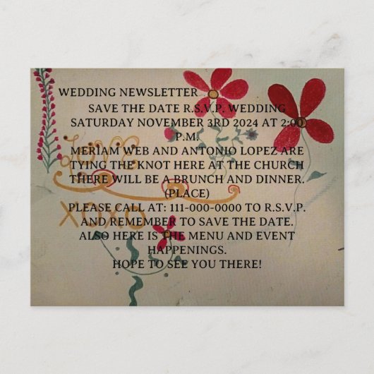 Carte postale mariage NEWSLETTER (Devant)