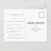 Carte Postale Mariage noir & blanc moderne RSVP (Dos)
