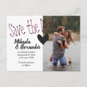 Carte Postale Mariage noir Bourgogne Enregistrer la date Photo (Devant)