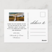 Carte Postale Mariage noir et blanc 2 Merci photo (Dos)