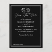 Carte Postale Mariage noir et blanc classique Enregistrer la dat (Devant)