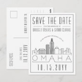 Carte Postale Mariage Omaha | Skyline stylisée Enregistrer la da (Devant / Derrière)