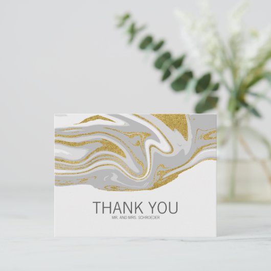 Carte postale Mariage or et marbre moderne (Debout devant)