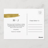 Carte postale Mariage or moderne brosse Merci (Dos)