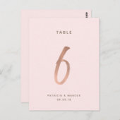 Carte Postale Mariage or Rose de brosse moderne Tableau n° 6 (Devant / Derrière)