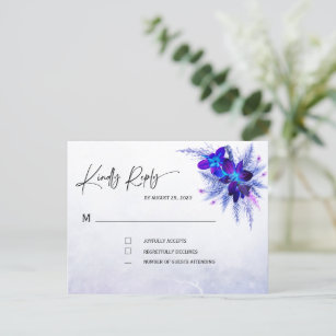 Carte Postale Mariage Orchidée bleue RSVP