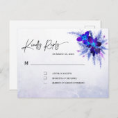 Carte Postale Mariage Orchidée bleue RSVP (Devant / Derrière)
