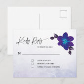 Carte Postale Mariage Orchidée Turquoise Bleu Violet (Devant / Derrière)
