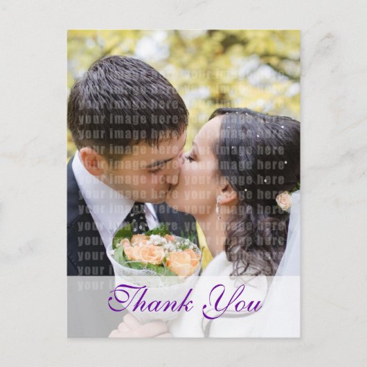 Carte postale Mariage orchidée violette Merci (Devant)