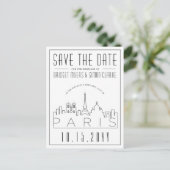 Carte Postale Mariage Paris, France | Skyline Enregistrer la dat (Debout devant)