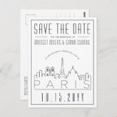Carte Postale Mariage Paris, France | Skyline Enregistrer la dat (Devant / Derrière)