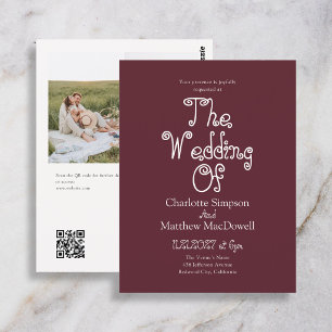 Carte Postale Mariage pas cher Fancy Photo QR Code automne Bourg
