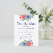 Carte Postale Mariage Patriotique Floral Enregistrer La Date Inv (Debout devant)