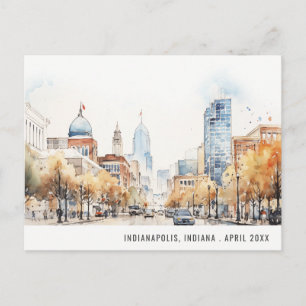 Carte Postale Mariage Paysage Aquarelle à Indianapolis, Indiana
