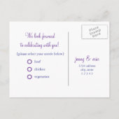 Carte postale Mariage Peacock RSVP bleu violet (Dos)