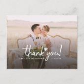 Carte Postale Mariage Photo Amour Cœur Script Merci (Devant)