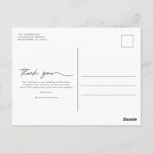 Carte Postale Mariage photo Arch moderne Merci (Dos)