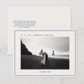 Carte Postale Mariage photo bleu ivoire Merci (Devant / Derrière)