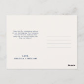 Carte Postale Mariage photo bleu ivoire Merci (Dos)