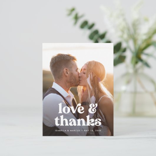 Carte Postale Mariage photo Bohemian Retro Merci (Debout devant)