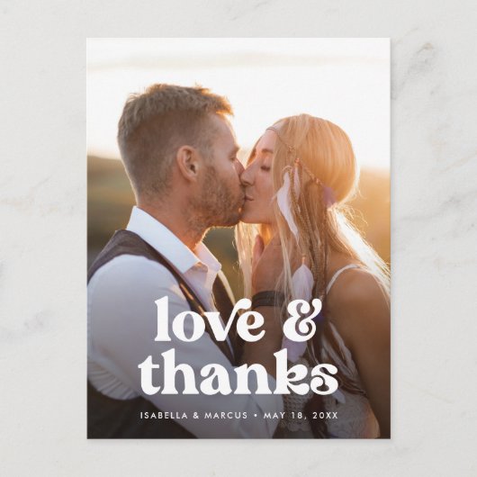 Carte Postale Mariage photo Bohemian Retro Merci (Devant)