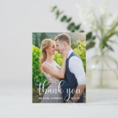 Carte Postale Mariage Photo Calligraphie Script Merci (Debout devant)