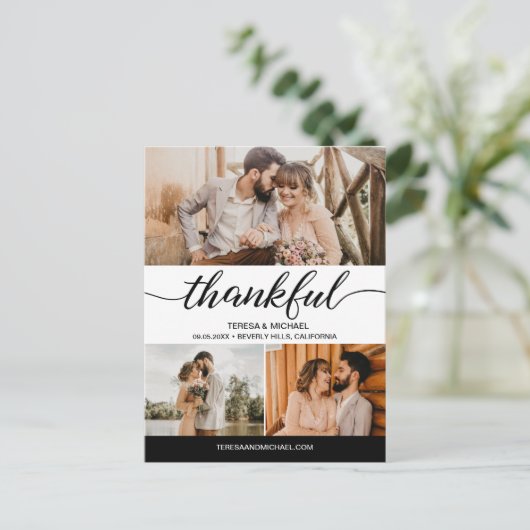 Carte Postale Mariage photo Classic Thankful Script 3 (Debout devant)