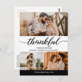 Carte Postale Mariage photo Classic Thankful Script 3 (Devant / Derrière)