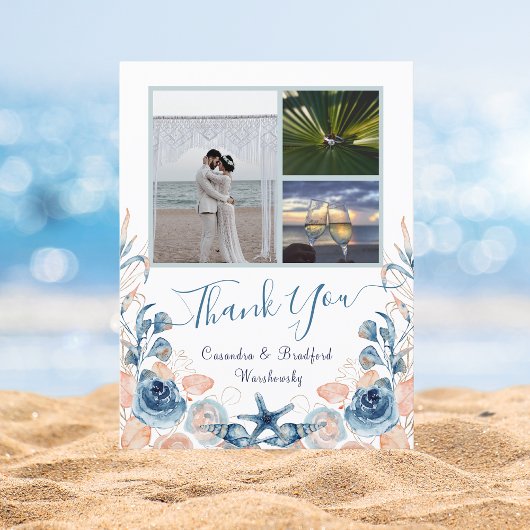 Carte postale Mariage photo Coastal Chic