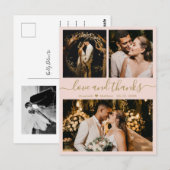 Carte Postale Mariage Photo Collage Amour et Merci Merci (Devant / Derrière)