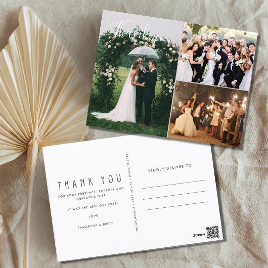 Carte postale mariage Photo Collage Merci