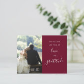 Carte Postale Mariage photo de Burgundy Script Merci (Debout devant)