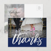 Carte Postale Mariage photo de Merci blanc Lettré (Devant / Derrière)